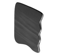UKCOCO Planche de Massage Gua Sha en Corne Naturelle, Outil de Grattage Multifonction pour Visage, Cou et Dos, Forme Ondulée Carrée, Couleur Noire, Soin Bien-être Corporel