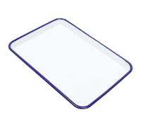 UKCOCO Plaque de Cuisson Émaillée Blanche Bord Bleu, Plat à Four Rectangulaire pour Rôtir et Préparer des Lasagnes