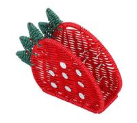 UKCOCO Plastic Cocktail Napkin Holder With Wicker Design Freestanding Facial Tissue Organizer And Guest Towel Dispenser For Table And Countertop Home Decor
