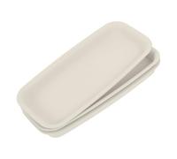 UKCOCO Plastique Soucoupes pour Pots de Fleurs 3 Pièces Rectangulaires | Surface Lisse, Fond Plat pour Limiter les Débordements, Usage sur Rebords de Fenêtre, Beige Blanc