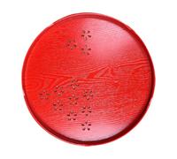 UKCOCO Plateau à Thé en Bois Rond Rouge Ajouré, 1 Pièce - Plateau Décoratif pour Cérémonie de Mariage, Porte-thé Ménager Écologique et Résistant la Décoloration, Accessoire Mariage