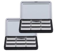 UKCOCO Plateau de Rangement pour Fards à Paupières Noir Mat, Boîte Vide Magnétique en As, Grosse Capacité, 2 Sets pour DIY et Rangement Portable Paquet ou Poche
