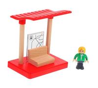UKCOCO Plateforme de Gare Bois pour Garçon Fille Éducatif de Construction Accessoire de Circuit de Train Modèle Simple et Sûr Développement de Imagination Motricité