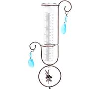 UKCOCO Pluviomètre Extérieur en Fer et Polypropylène Libellule Décorative, Spirale Suspendue pour Jardin, Outil de Mesure des Précipitations, Décoration Jardin Patio Pratique