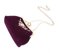 UKCOCO Pochette pour Stocker Clés et Rouge à Lèvres en Tissu Pelucheux Élégante et Pratique Pourpre avec Chaîne et de Soirée pour Femme Lors de Banquets