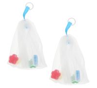 UKCOCO Pochettes en Filet Moussantes Facile à Transporter pour Savonnette Visage 2 Pièces, Matériau Pe Blanc Crée une Mousse Généreuse, pour Nettoyage du Visage