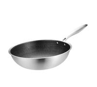 UKCOCO Poêle Wok Acier Inoxydable avec Surface Nid Abeille Antiadhésive Résistante Aux Rayures pour Cuisinières Gaz Légère et Facile à Manier