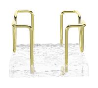 UKCOCO Porte-Bloc-Notes de Bureau Compact en Acrylique à Texture Pierre, Support Métallique Doré, Porte-Cartes de Visite Multifonction pour Organisation Bureau et Fiches Mémo