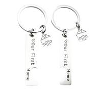 UKCOCO Porte-clés Lot de 2 Argenté en Acier Inoxydable Design Créatif Accessoire Élégant et Solide pour Nouvelle Maison pour Trousseau de Clés pour Pendaison de Crémaillère