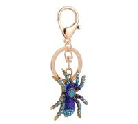 UKCOCO Porte-Clés Pendentif Araignée en Alliage Doré Ancien avec Cristaux Bleus Anneau Porte-Clés Robuste Accessoire Léger et Compact pour Paquet Loisirs Bureau et Fêtes