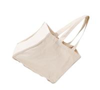 UKCOCO Porte-épicerie en Coton Beige Grosse Capacité, Organisateur de Voyage Portable à Double Poignée, pour Fruits et Livres en École ou Centre Commercial