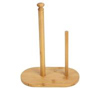 UKCOCO Porte-essuie-Tout Domestique en Bambou Robuste Support Double Rouleaux, Design Rustique Simple pour Usage Cuisine ou Ferme