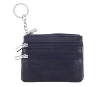 UKCOCO Porte-Monnaie Femme en Cuir Véritable Bleu Marine Petit Porte-Clés Zippé Multifonction avec Porte-Cartes D’Identité et Poche à Pièces Accessoire Compact pour Usage Quotidien et