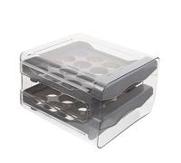 UKCOCO Porte-œufs Tiroir Transparent Organisateur D'œufs Double Couche Boîte De Rangement Pratique Pour 32 Accessoire Cuisine En Plastique Gris Réfrigérateur Et Congélateur