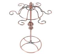 UKCOCO Porte-verres à Vin Rouge Vintage en Fer Rétro, Support Mural Suspendu 6 Places, Finition Cuivre Rouge, Présentoir à Verres à Pied Inversé Cuisine et Bar, Organisateur Pratique