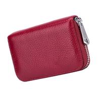 UKCOCO Portefeuille RFID Compact en Cuir Véritable Rouge Profond Étui Porte-Cartes de Crédit Sécurisé Anti-Piratage Petit Format Soufflet pour Voyage et Usage Quotidien