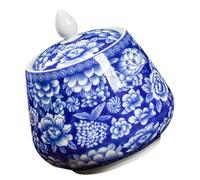UKCOCO Pot de Rangement Bleu et Blanc Style Chinois Pot de Stockage Hermétique Décoratif pour Maison Jarre de Conservation Vintage Porcelaine