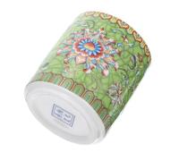 UKCOCO Pot de Rangement Céramique Émaillée Verte pour Thé Vrac avec Couvercle Intégré Récipient Hermétique Classique pour Stockage Thé et Épices Décoration Chic et Vintage