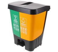 UKCOCO Poubelle avec Pédale en Plastique la Cuisine 16l Double Compartiment pour Séparation des Déchets Humide et Sec, Cuisine et Salle de Bain