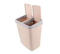 UKCOCO Poubelle de Cuisine Plastique à Double Compartiment Séparateur Sec et Humide Bac à Ordures Étroit pour Salle de Bain Bureau Chambre Bac à Déchets avec Couvercle Pression