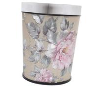 UKCOCO Poubelle sans Couvercle Cuir Vintage à Motif Floral Argenté Capacité pour Chambre Cuisine et Bureau Design Pratique avec Anneau Presse- Style Rétro Européen