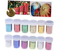 UKCOCO Poudre Dorée à Paillettes pour Garçon et Filles, 12 Flacons de Granulés Colorés, Kit DIY Peinture Manuelle, Décoration Créative Loisirs Créatifs, Activité Artistique Enfantine,