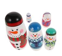 UKCOCO Poupées Gigognes Russes Bois Couches Snowman Éducatif pour Garçon Fille Décor de Noël et Anniversaire Jeu Dassemblage Sûr et Artisanal