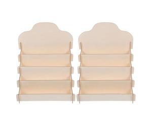 UKCOCO Présentoir à Fiches en Bois Beige 2pcs Structure à Étages pour Organiser Cartes de Visite et Cartes de Vœux, Gain de Place Élégant pour Bureau et Divers Environnements