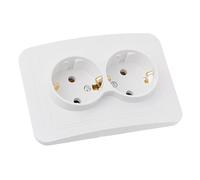 UKCOCO Prise Murale Électrique Allemande Ports Prise Murale Double pour Maison et Lieux Publics Compatible Charge Téléphones et Design Moderne Blanc