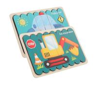 UKCOCO Puzzle Bois Éducatif pour Garçon Fille Set Puzzles Pelleteuse et Voiture de Police Déveil Montessori Développement Motricité Fine et Reconnaissance des Couleurs Cadeau Garçon