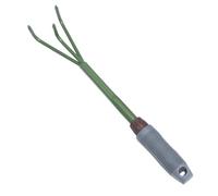 UKCOCO Râteau à Trois Dents en Acier Portable Vert, Outil de Jardinage pour Désherbage et Préparation de Sol, Léger et Robuste, Adapté pour Pelouse, Jardin et Parcs, Fournitures D’Outils