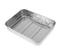 UKCOCO Rectangular Stainless Steel Baking Dish With Rack Ovenware Pan For Reusable Cooking And Baking Easy To Clean And Resistant
