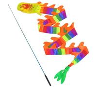 UKCOCO Ruban de Danse Dragon Chinois 3D, 3 Mètres, Résistant à l'usure, Bâton de 45 Cm Couleur Aléatoire, Accessoire Gymnastique et Spectacle pour Garçon et Filles, Jeu