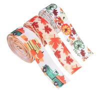 UKCOCO Rubans de Décoration Automne Décoraion en Polyester Souple et Léger, 3 Rouleaux de Rubans Citrouille pour Bouquet et Création Artisanale