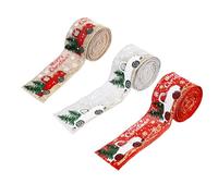 UKCOCO Rubans Décoratifs de Noël 3 Pcs 2 M Chacun Accessoires pour Nœuds Soi-même, Bolduc Festif pour Emballage Présent, Bricolage et Décoration de Fête