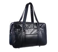 UKCOCO Sac Bandoulière Unisexe PU pour Ordinateur Sac École Étanche avec Capacité Design Noir pour Uniformes et Cours