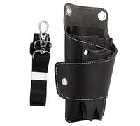 UKCOCO Sac Ciseaux Coiffure Cuir Noir Pochette Professionnelle Multi Usage pour Salon et Usage Personnel Sac à Outils Portable pour Coiffeur Ceinture ou Bandoulière