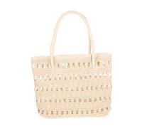 UKCOCO Sac de Plage Tressé pour Femme Sac Cabas Décontracté Format Moyen Bandoulière Polyvalente pour Sortie Plage et Shopping