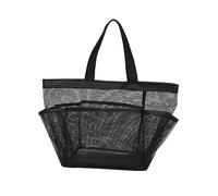 UKCOCO Sac Filet de Plage Grand Format Sac de Toilette Portable Nylon Organisateur de Jouets de Bain et Accessoires Compact pour Voyage et Salle de Bain Noir