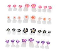 UKCOCO Séparateurs D'orteils en Silicone Décoratifs 32 Pièces Petit Format Motif Floral pour Pédicure Femmes Vernis à Ongles Usage Maison Couleurs Blanc Noir Rose Violet