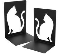 UKCOCO Serrage-Livres en Métal Chat Noir 2 Pièces, Butée de Livre
