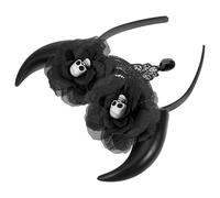 UKCOCO Serrage-tête Halloween Femme en Plastique et Tissu Cornes de Diable et Tête de Mort, Design Unique, Ajustement Flexible pour Fêtes et Maquillage