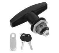 UKCOCO Serrure Meuble: serrure boite aux lettres Avec clés et Plaques de Sécurité - Porte D'armoire à Poignée en T Noire pour Boîte Aux Lettres/à Outils, Casier, Classeur (ms324-2A)