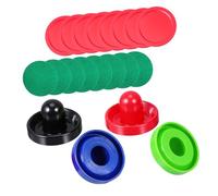 UKCOCO Set Accessoires Air Hockey Table Remplacement avec Palets et Poussée Ergonomique Noir Rouge Vert Feutrine Épaisse Glisse Rapide pour Tables de Jeu Famille