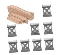 UKCOCO Set Accessoires Bois pour Circuit de Train Ponts et Supports Incurvés Éducatif pour Garçon Fille Favorise Créativité et Jeu Famille
