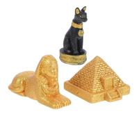UKCOCO Set de 3 Sculptures en Résine Ancienne Égyptienne Pyramide, Statue de Chat et Déesse pour Décoration Intérieure, Bureau ou Fête à Thème Égyptien