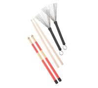 UKCOCO Set de Baguettes de Batterie avec Brosse Métallique Kit Durable pour Débutants et Musiciens Sac de Rangement Adapté Pratique Quotidienne et Aux Performances