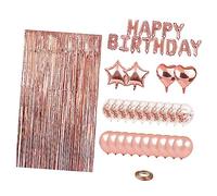 UKCOCO Set de Ballons de Fête avec Paillettes Décoration Anniversaire Réutilisable Latex et Aluminium Fond Photo Joyeux pour Mur Porte et Plafond Rose Doré