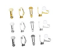 UKCOCO Set de Clips Boucles Oreilles sans Perçage avec Coussinets Anti-douleur Latéraux Convertisseurs Pliables pour Création Bijoux Or Argent Acier