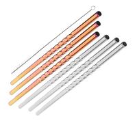 UKCOCO Set de Pailles Réutilisables Acier Inoxydable Pailles Métalliques Courtes avec Brosse de Nettoyage Compatibles avec Gobelets pour Cocktails Smoothies et Boissons Froides ou